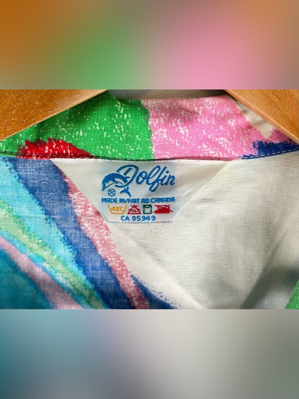 Vintage 80s/90s Dolfin Men’s Shirt L Funky Fresh Colorful Abstract Hip Hop RARE - Picture 11 of 13